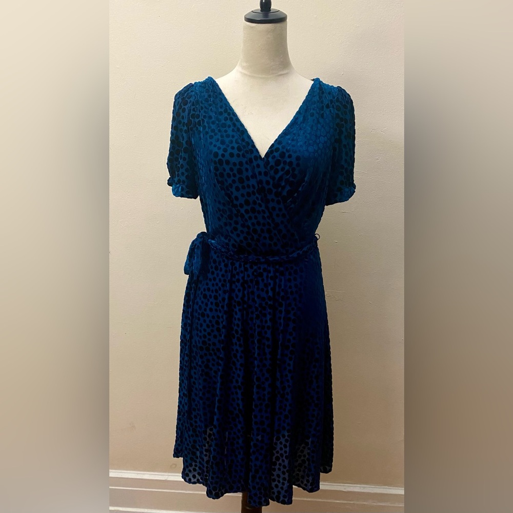 DKNY Navy Polka Dot Midi Dress - Picture 3 of 9